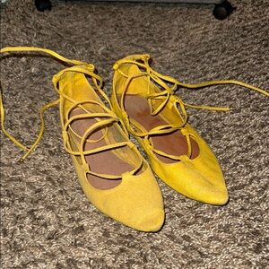 Yellow Lace-Up Women's Shoes